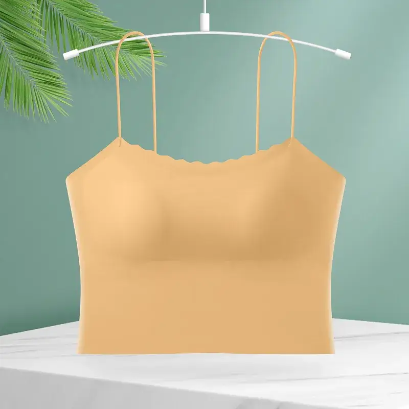 Women's Beige One-Piece Bra with Chest Pad - Image 2