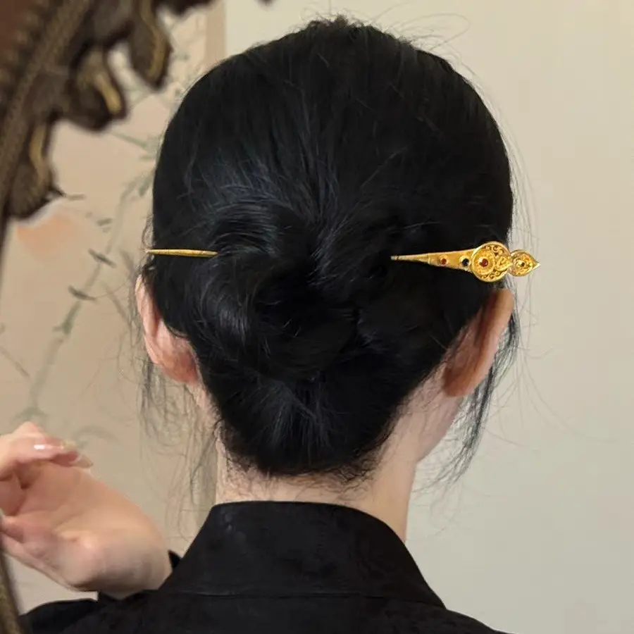 Xiangyun Ruyi Hairpin Gold Ancient Enamel Wedding Jewelry - Image 6