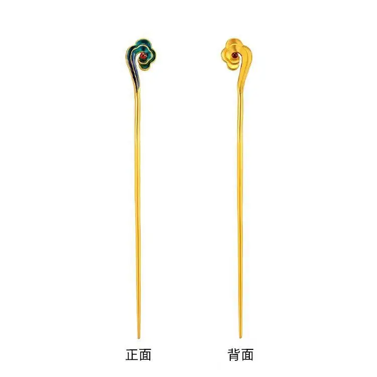 Xiangyun Ruyi Hairpin Gold Ancient Enamel Wedding Jewelry - Image 7