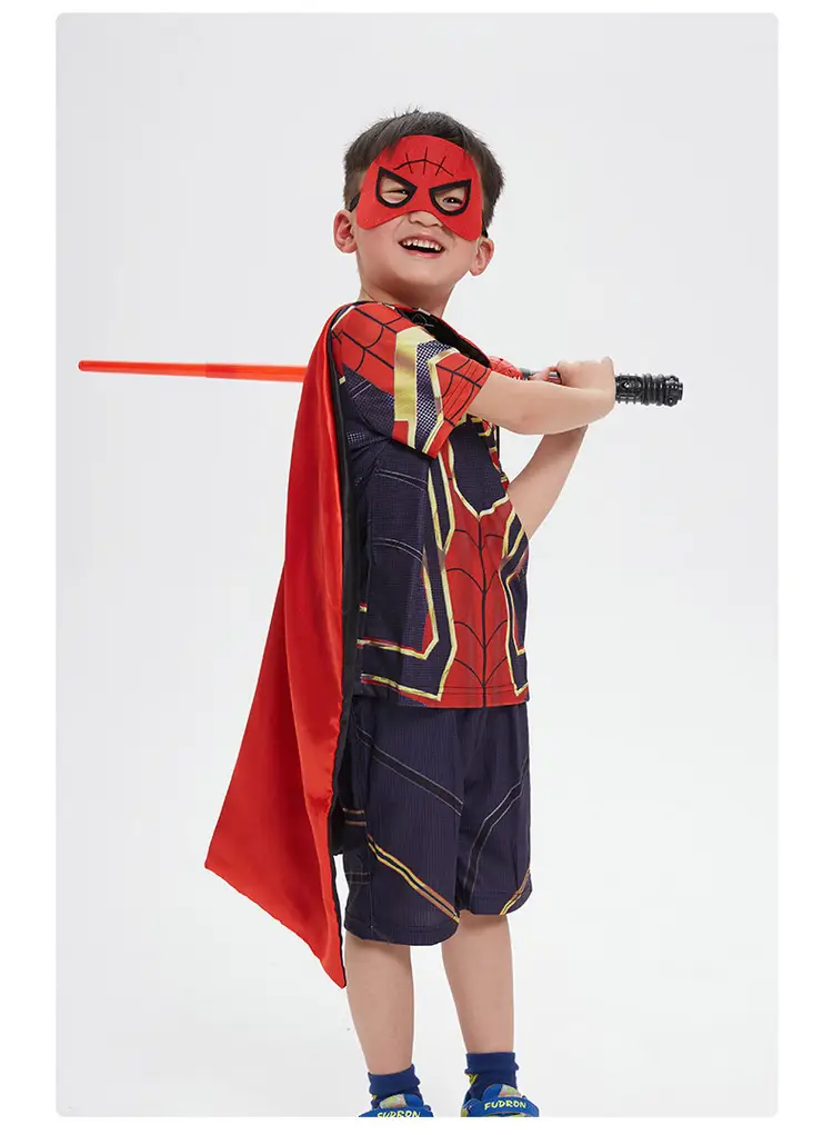 Iron Man Spiderman Captain America Clothes Children's Short-sleeved Summer suit Costsize Costsize June 1 Children's Day — feature 10
