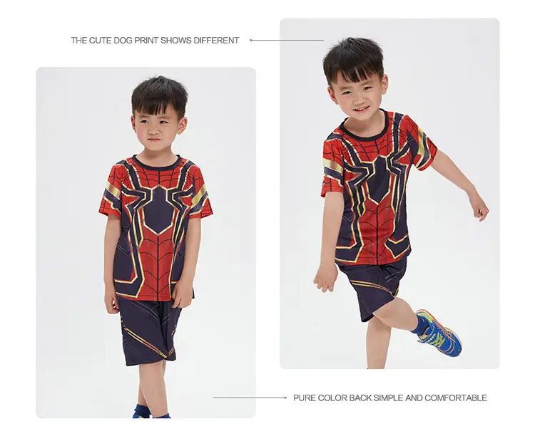 Iron Man Spiderman Captain America Clothes Children's Short-sleeved Summer suit Costsize Costsize June 1 Children's Day — feature 12