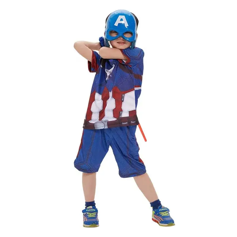 Iron Man Spiderman Captain America Clothes Children's Short-sleeved Summer suit Costsize Costsize June 1 Children's Day — feature 5