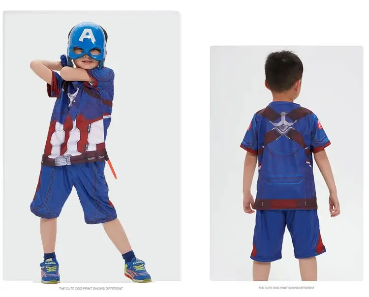 Iron Man Spiderman Captain America Clothes Children's Short-sleeved Summer suit Costsize Costsize June 1 Children's Day — feature 6