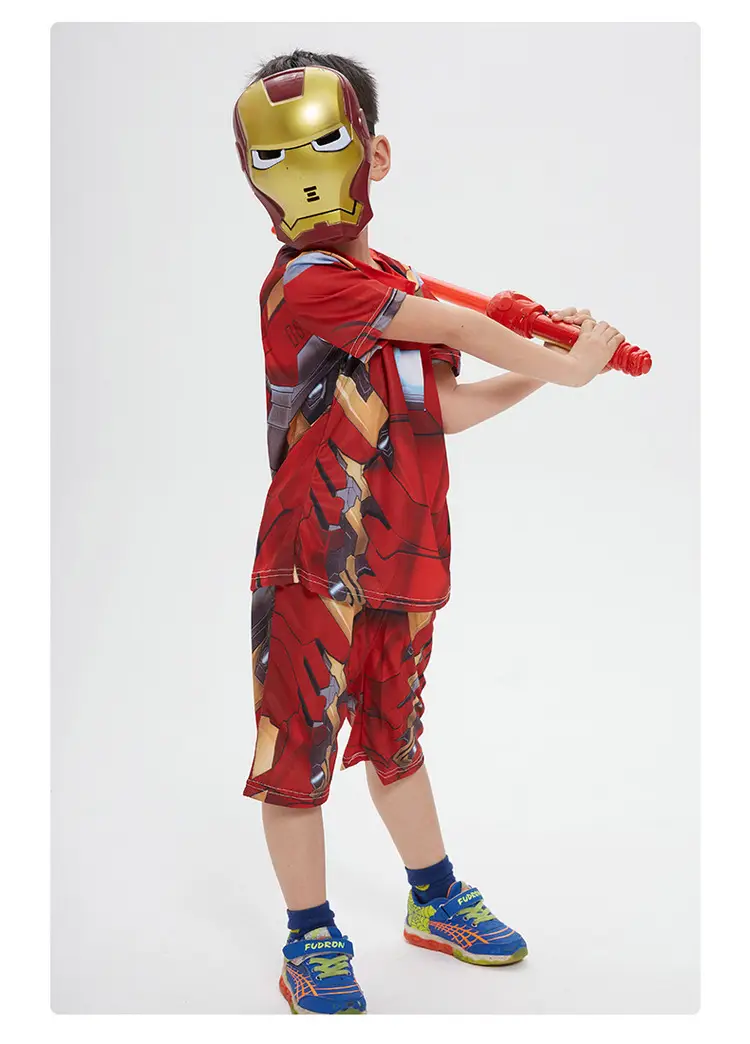 Iron Man Spiderman Captain America Clothes Children's Short-sleeved Summer suit Costsize Costsize June 1 Children's Day — feature 7