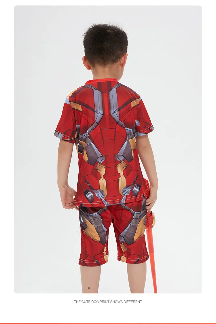Iron Man Spiderman Captain America Clothes Children's Short-sleeved Summer suit Costsize Costsize June 1 Children's Day — feature 9