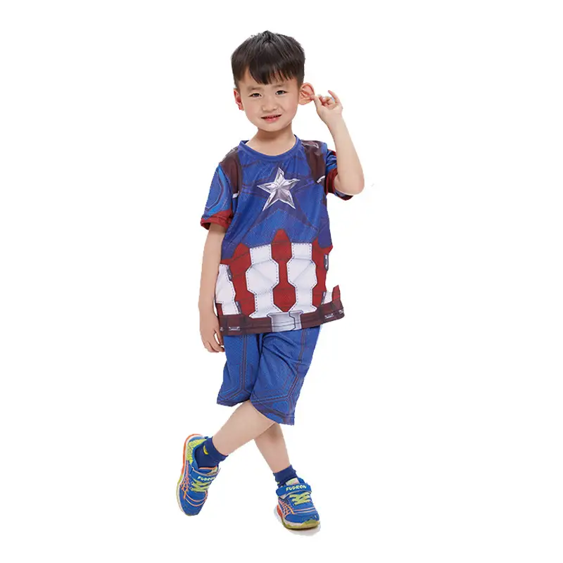 Iron Man Spiderman Captain America Clothes Children's Short-sleeved Summer suit Costsize Costsize June 1 Children's Day