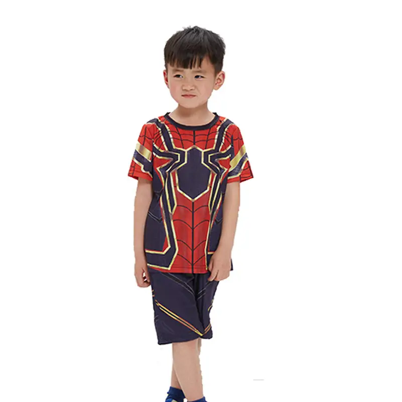 Iron Man Spiderman Captain America Clothes Children's Short-sleeved Summer suit Costsize Costsize June 1 Children's Day