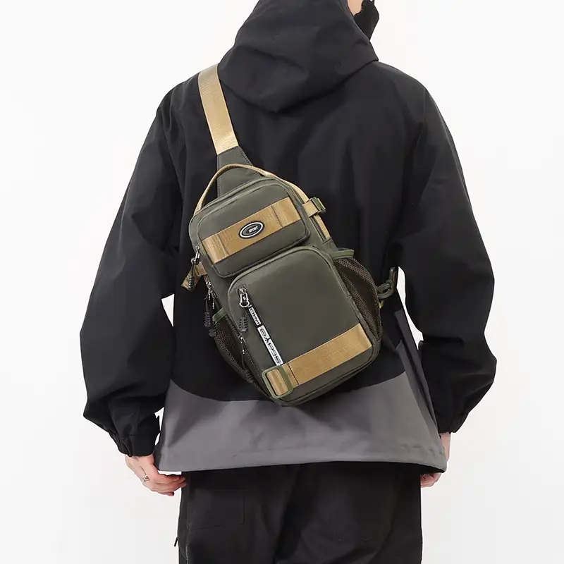 Men's Korean Style Shoulder Bag Large Capacity Grey - Image 5