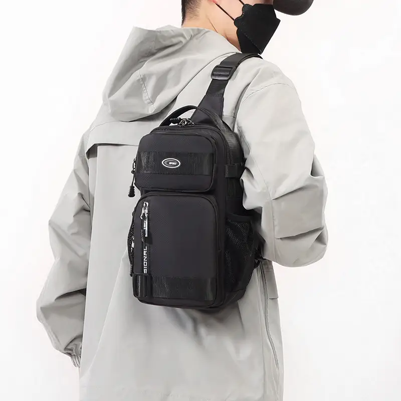 Men's Korean Style Shoulder Bag Large Capacity Grey - Image 6