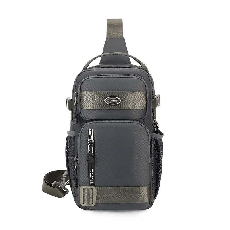 Men's Korean Style Shoulder Bag Large Capacity Grey - Image 8