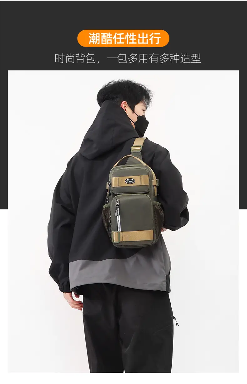 Men's Korean Style Shoulder Bag Large Capacity Grey — feature 20
