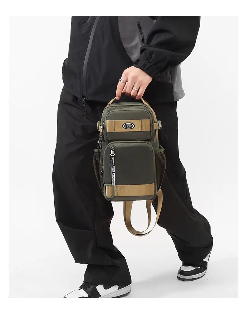 Men's Korean Style Shoulder Bag Large Capacity Grey — feature 21