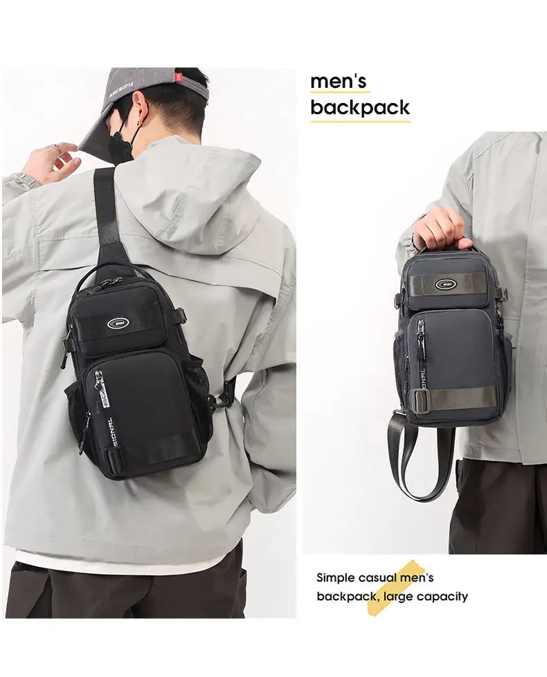 Men's Korean Style Shoulder Bag Large Capacity Grey — feature 22