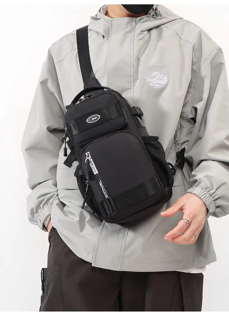 Men's Korean Style Shoulder Bag Large Capacity Grey — feature 23