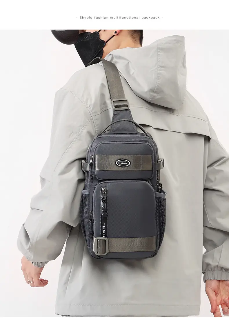 Men's Korean Style Shoulder Bag Large Capacity Grey — feature 24