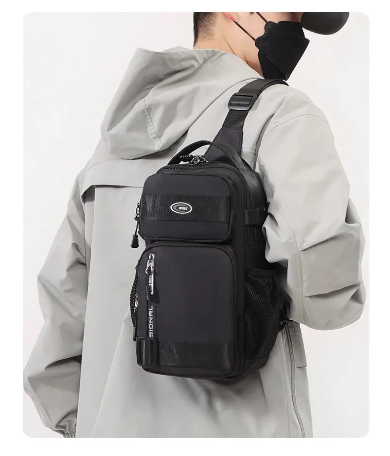 Men's Korean Style Shoulder Bag Large Capacity Grey — feature 25