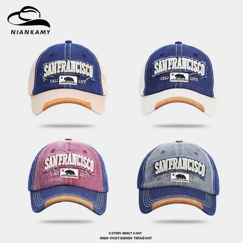 Retro Women's Embroidered Letter Baseball Cap Gray - Image 5