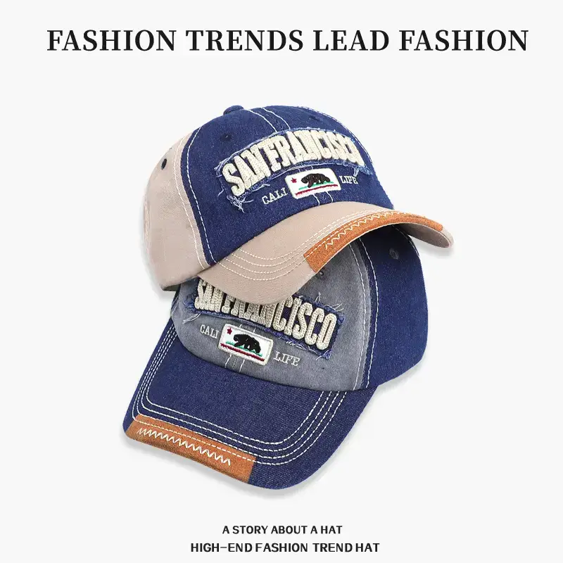 Retro Women's Embroidered Letter Baseball Cap Gray - Image 6