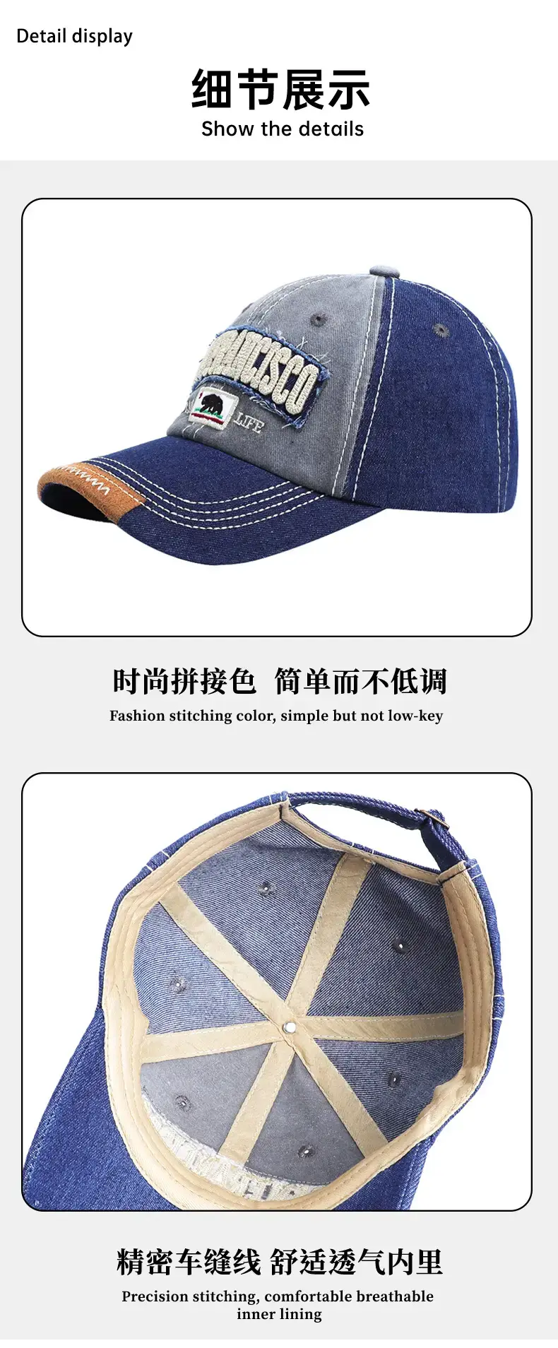 Retro Women's Embroidered Letter Baseball Cap Gray — feature 8