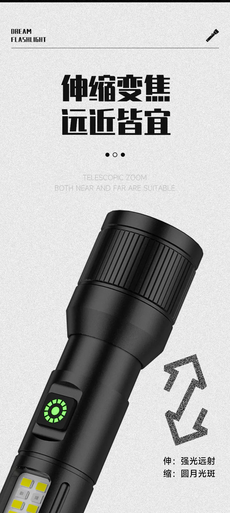 Rechargeable Zoom Flashlight RB-1190 158MM — feature 6
