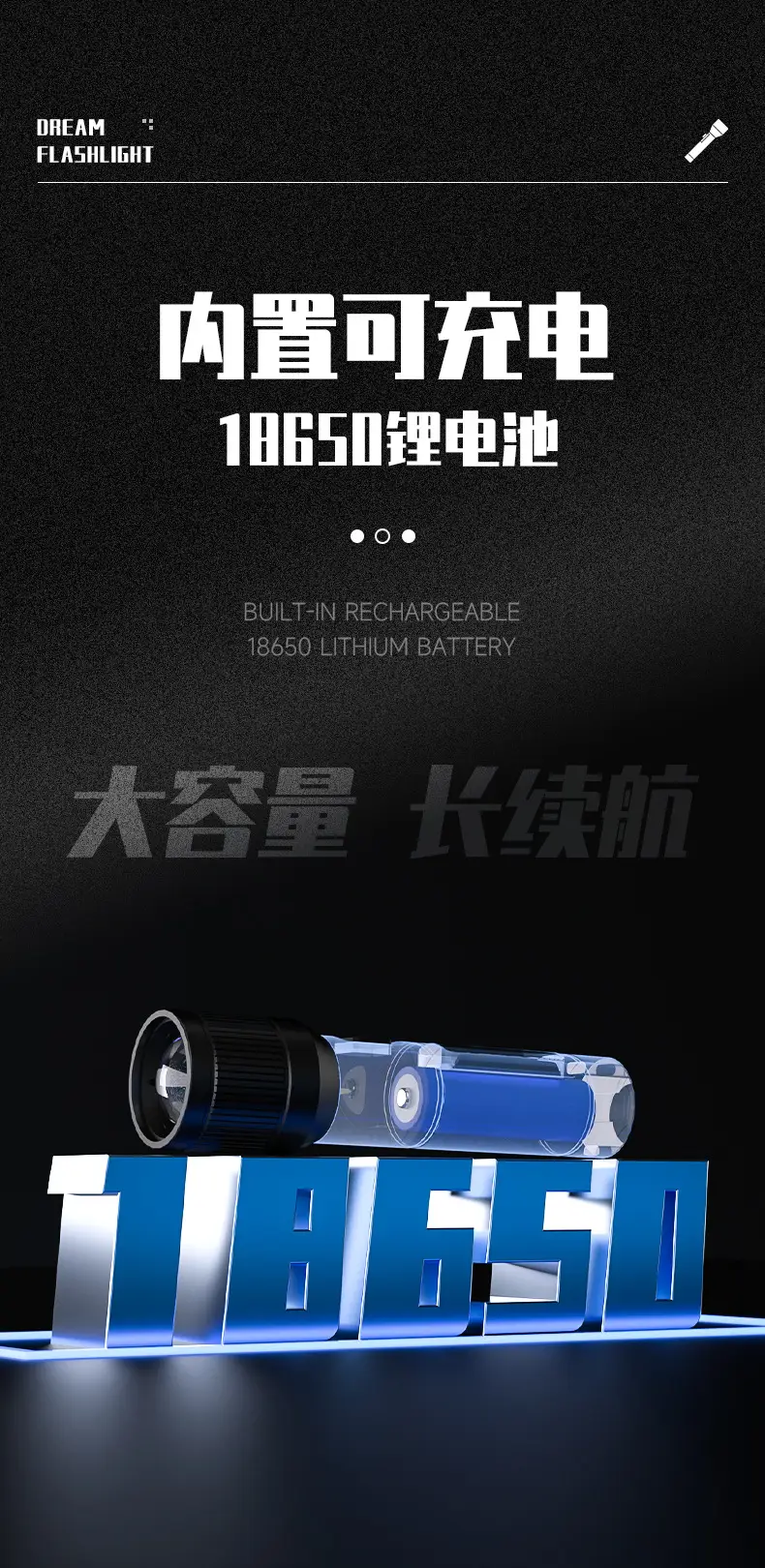 Rechargeable Zoom Flashlight RB-1190 158MM — feature 9