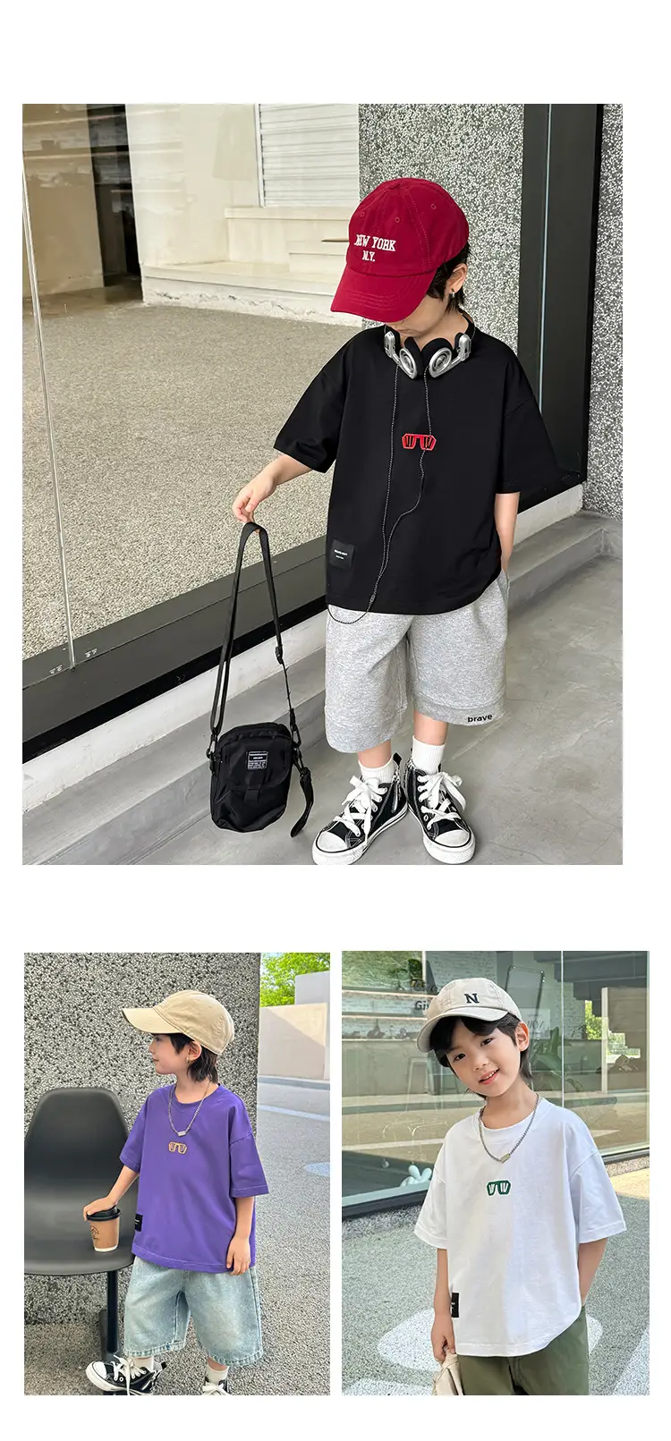Haima's Boys Pure Cotton Printed T-Shirt White 2026 Summer — feature 9