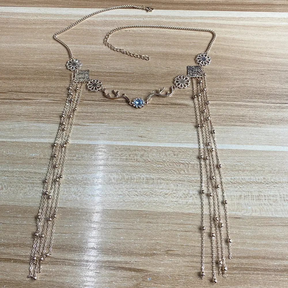 Antique Tassel Hair Ornament with Diamond Chain — feature 15