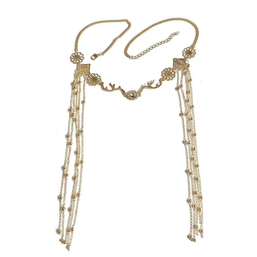 Antique Tassel Hair Ornament with Diamond Chain — feature 5