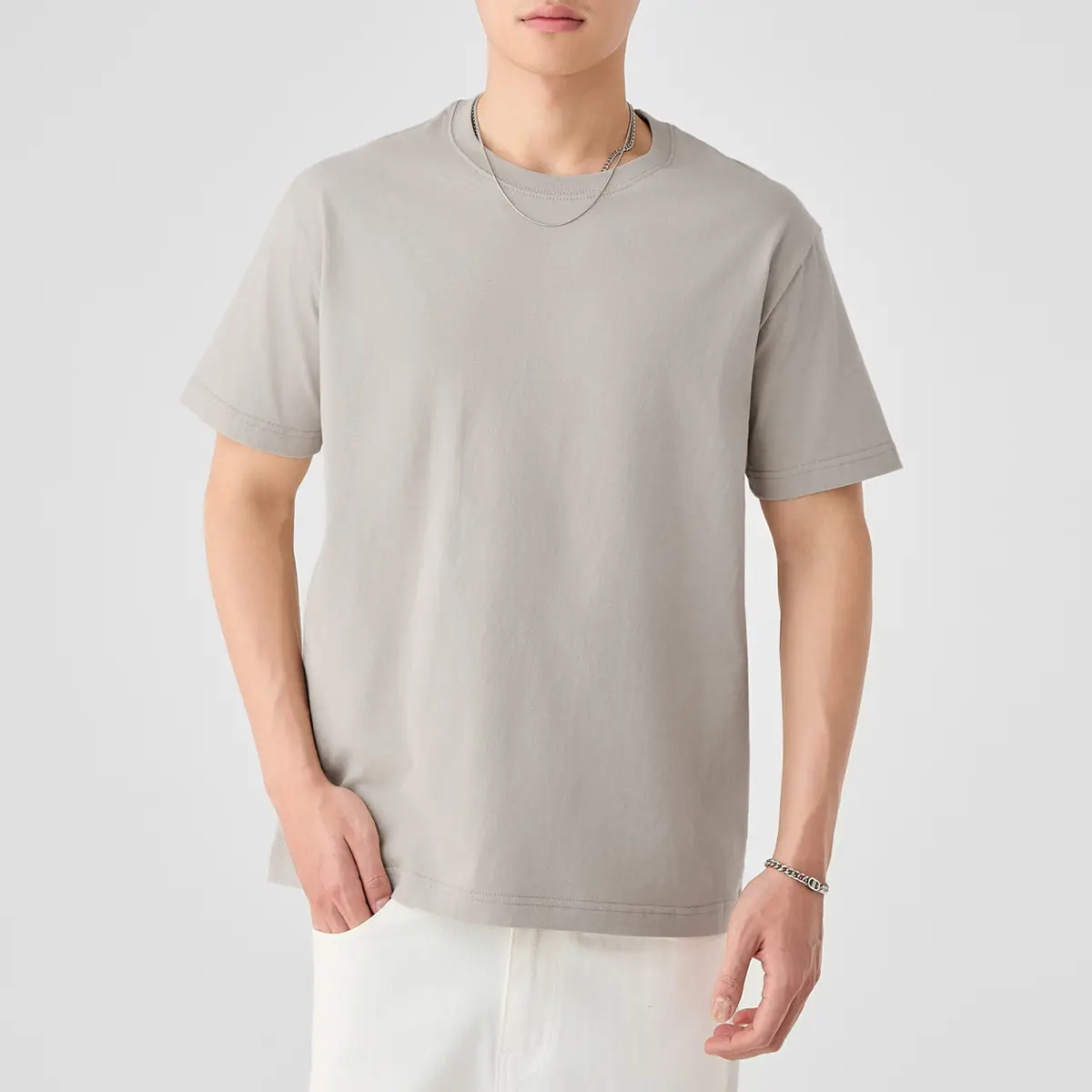 Men's Cream Combed Cotton T-Shirt 230g