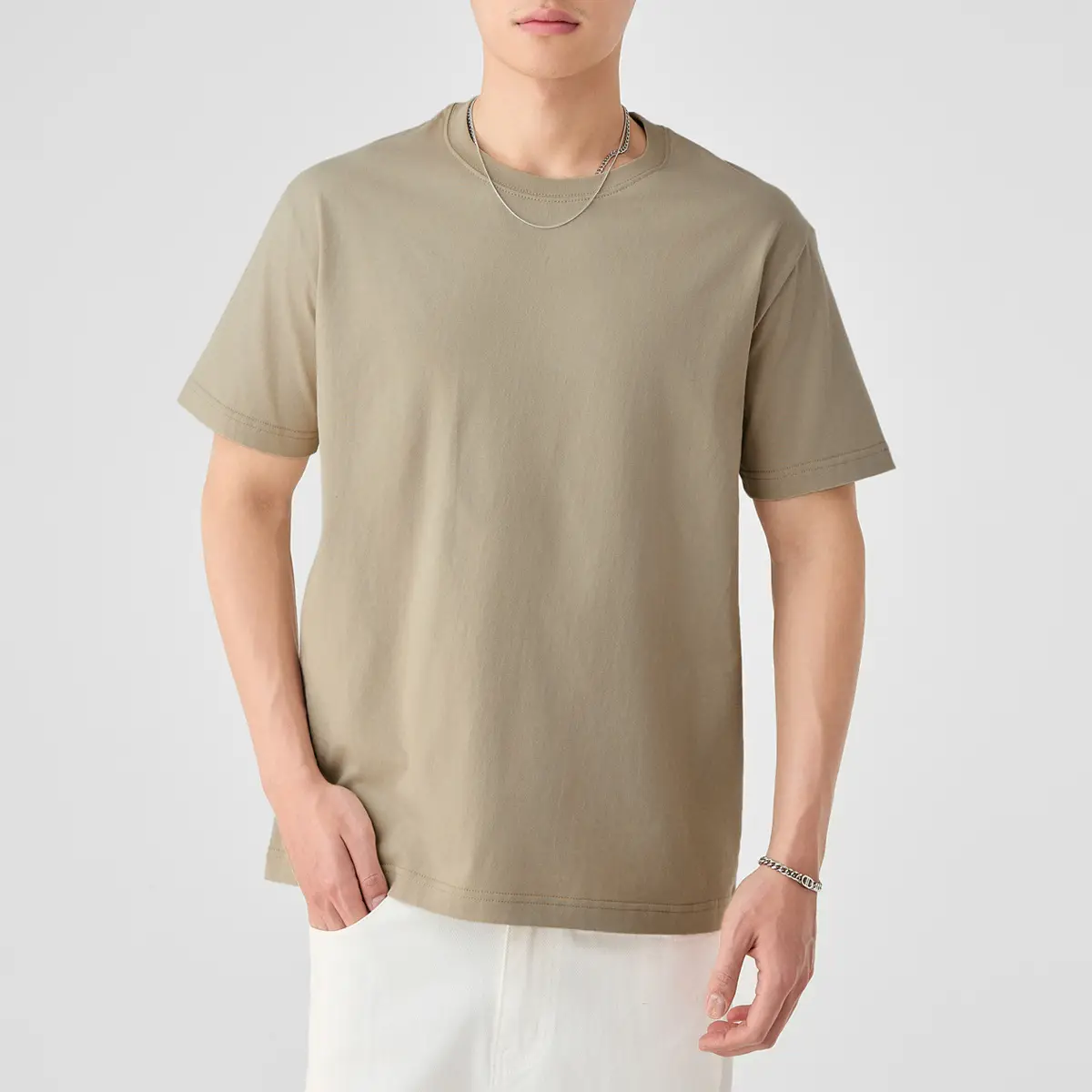Men's Cream Combed Cotton T-Shirt 230g