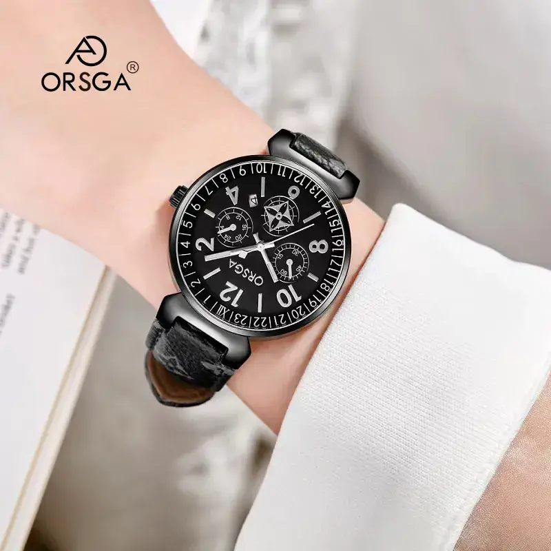 ORSGA Women's Black Quartz Calendar Watch - Image 11