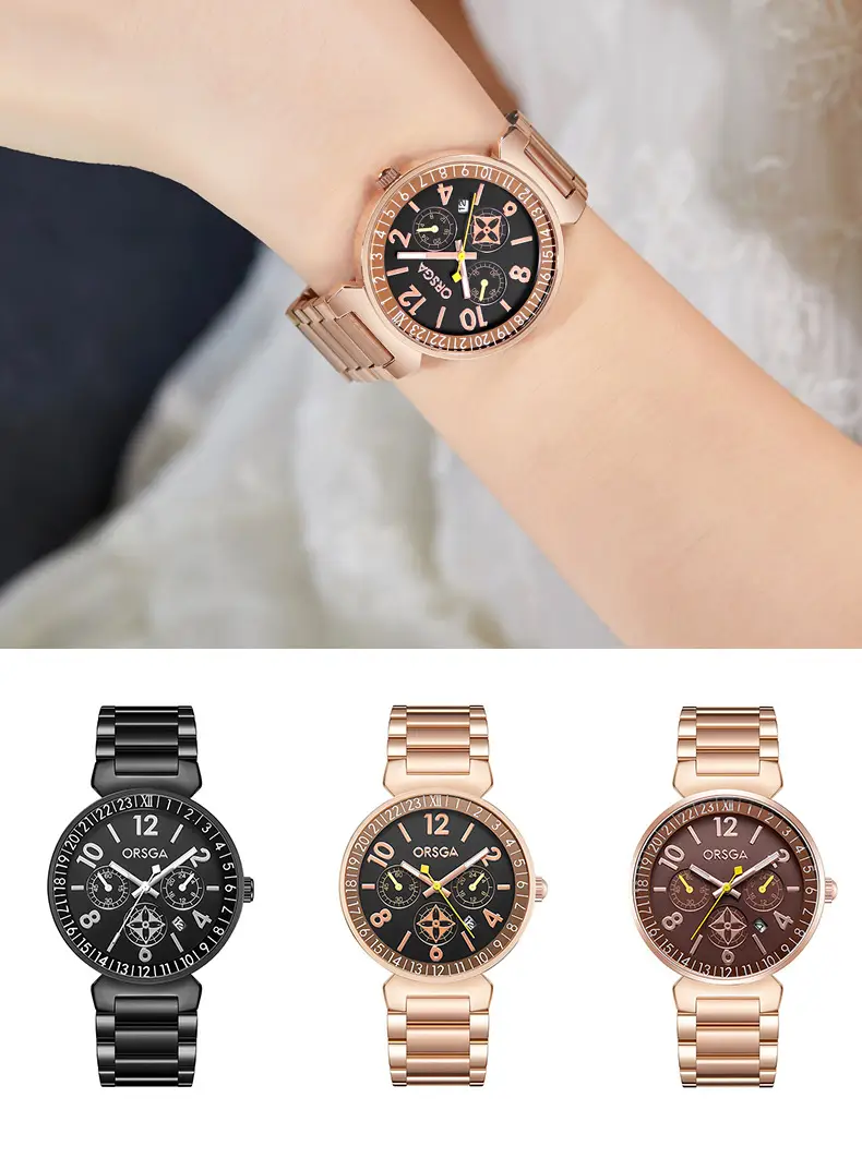 ORSGA Women's Black Quartz Calendar Watch — feature 13
