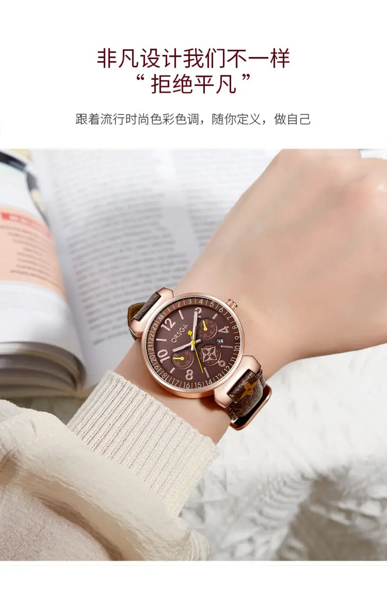 ORSGA Women's Black Quartz Calendar Watch — feature 8