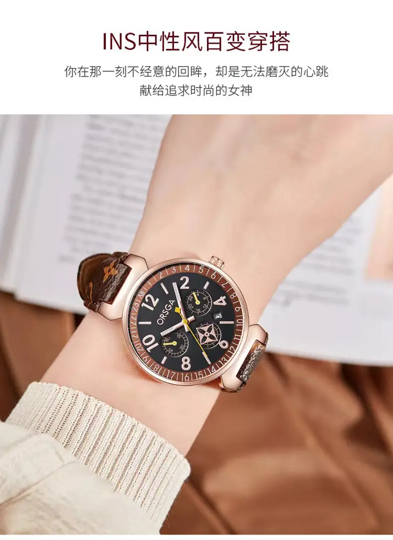 ORSGA Women's Black Quartz Calendar Watch — feature 9