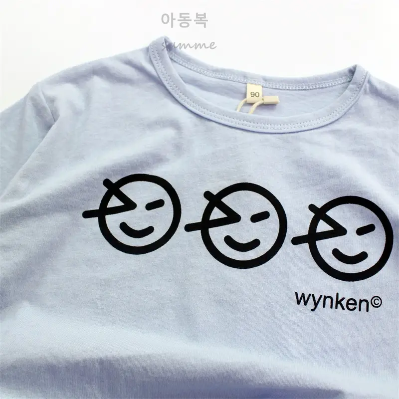 Kids T-Shirt Blue Smile Print Loose Summer Wear — feature 12