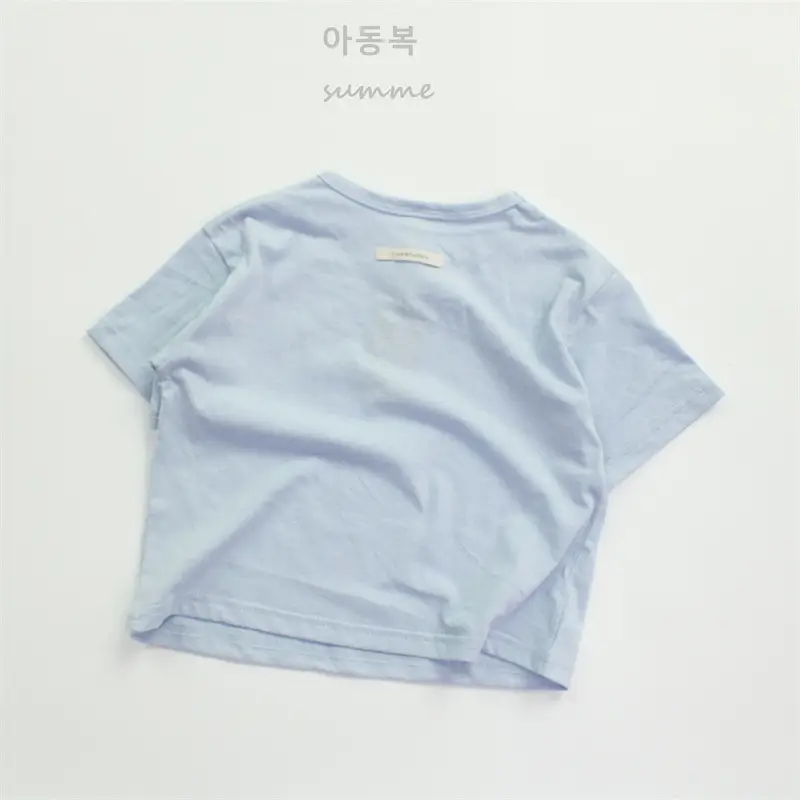Kids T-Shirt Blue Smile Print Loose Summer Wear — feature 14