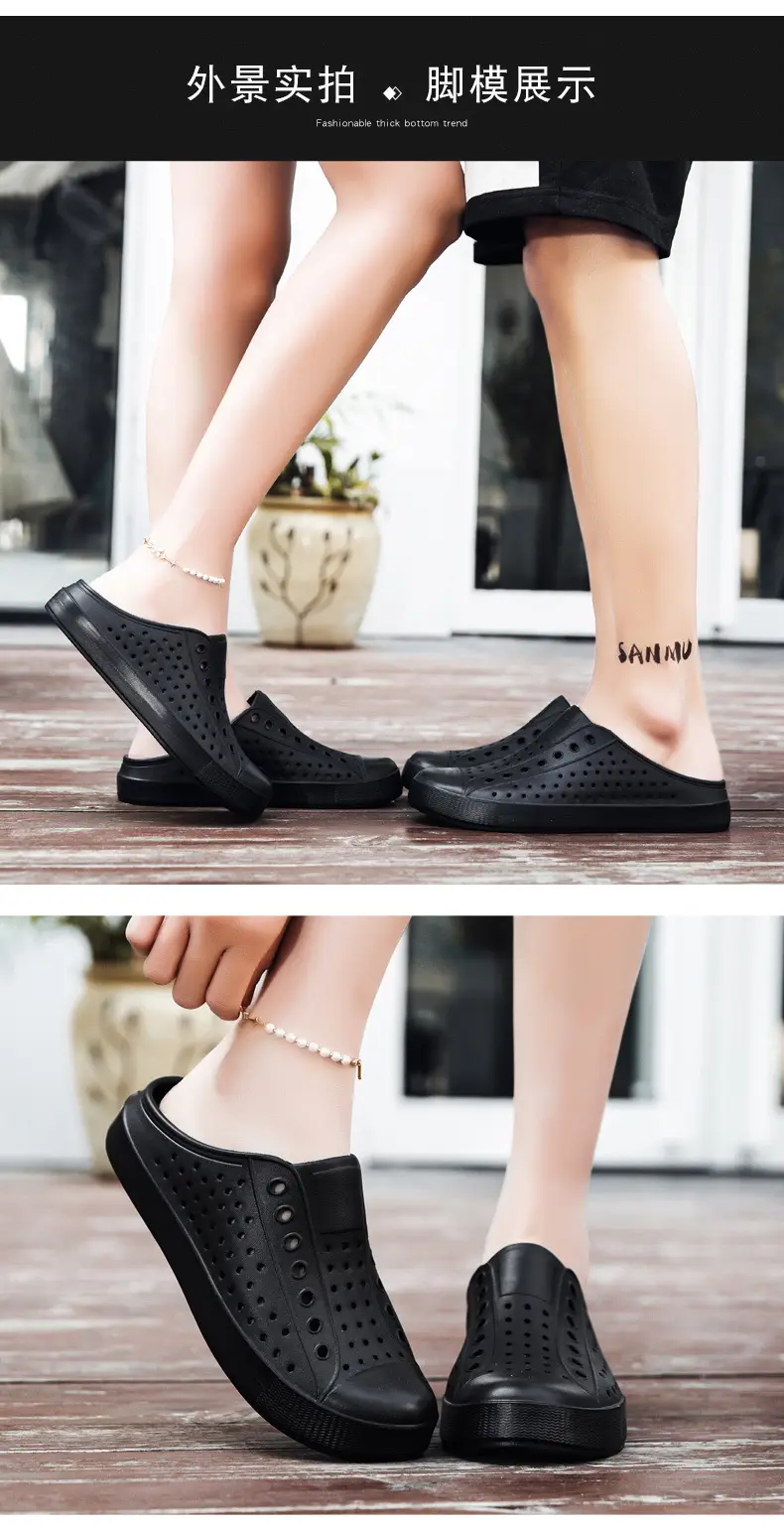 Summer New Couple Men's and Women's Eva Thick-Soled Garden Shoes Baotou Slippers Outer Sandals Wholesale — feature 14