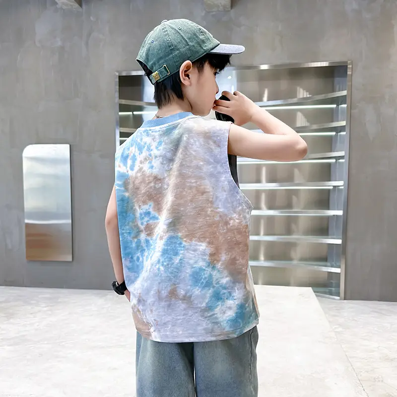 Trendy Boys' Tie-Dye Sleeveless T-Shirt Summer 2025