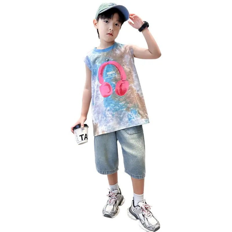 Trendy Boys' Tie-Dye Sleeveless T-Shirt Summer 2025