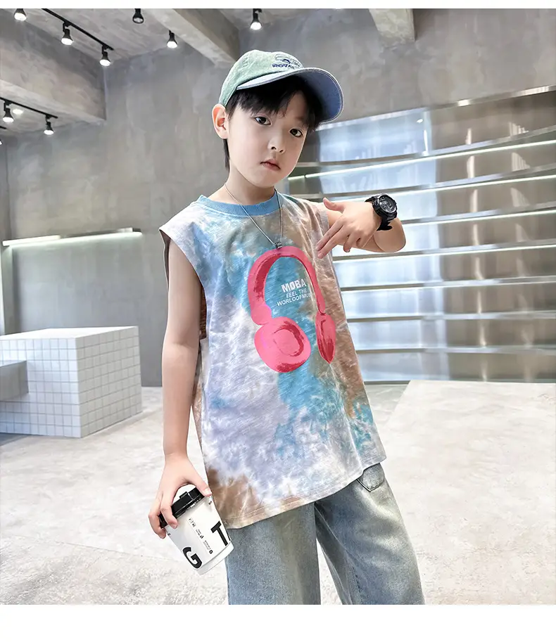 Trendy Boys' Tie-Dye Sleeveless T-Shirt Summer 2025 — feature 10