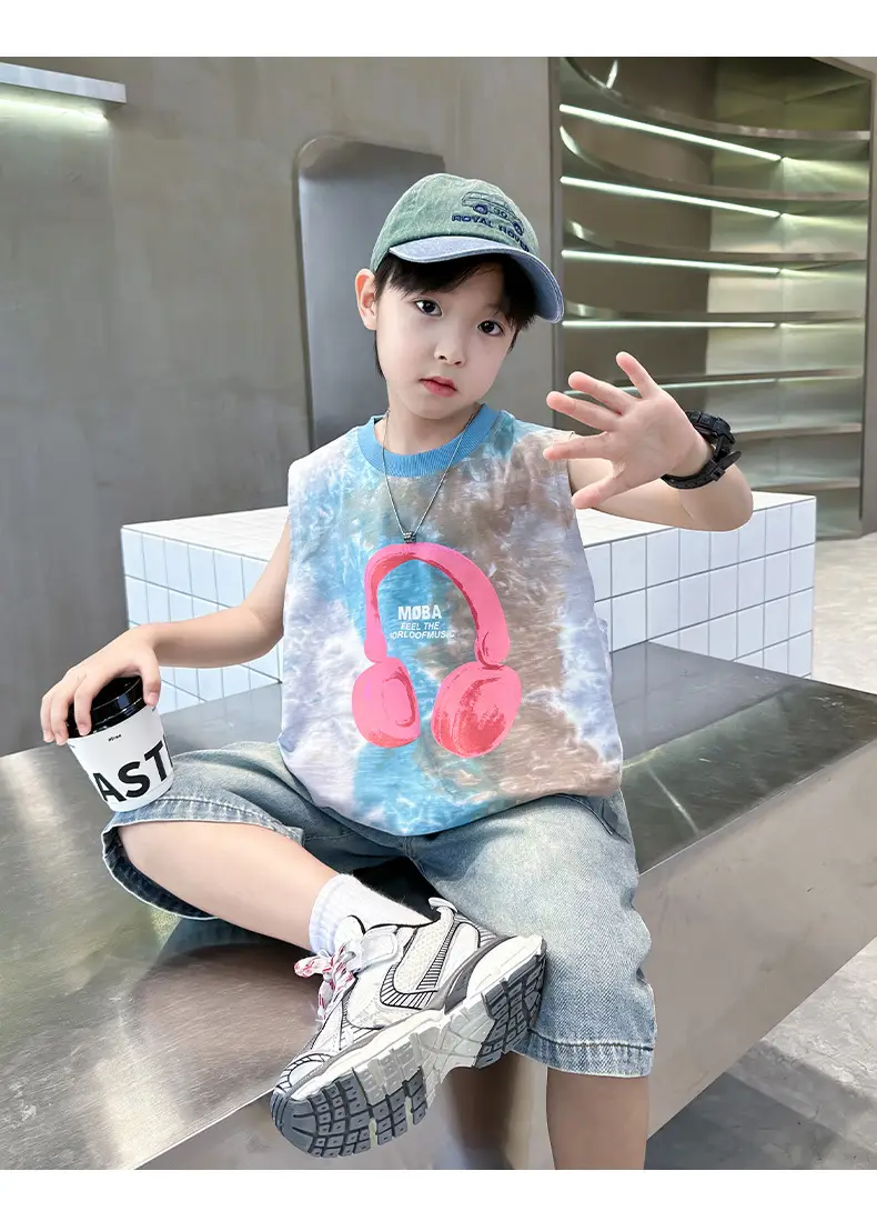 Trendy Boys' Tie-Dye Sleeveless T-Shirt Summer 2025 — feature 12
