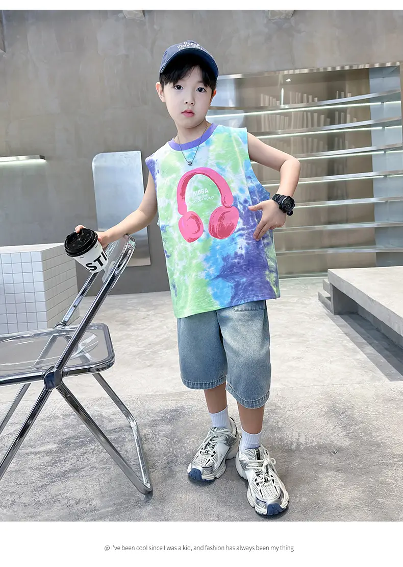 Trendy Boys' Tie-Dye Sleeveless T-Shirt Summer 2025 — feature 15
