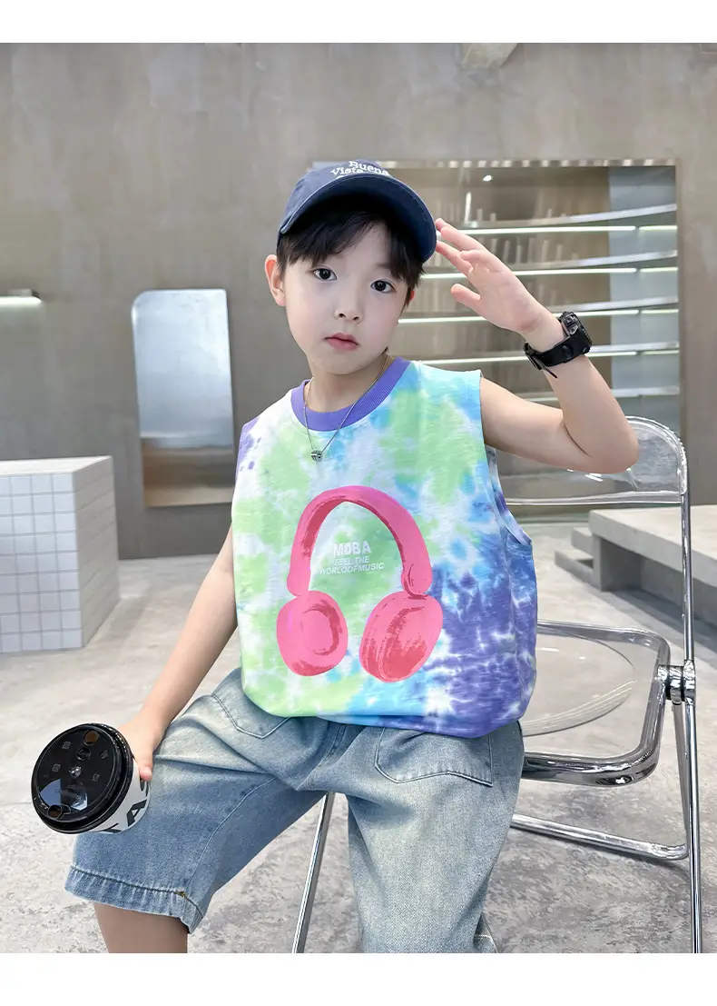 Trendy Boys' Tie-Dye Sleeveless T-Shirt Summer 2025 — feature 18