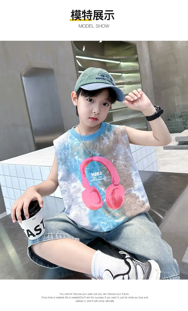 Trendy Boys' Tie-Dye Sleeveless T-Shirt Summer 2025 — feature 7
