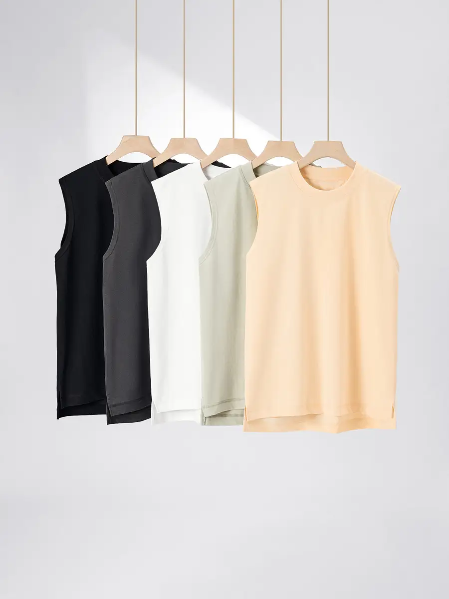 Men Sleeveless Ice T-Shirt 230g Summer Beige