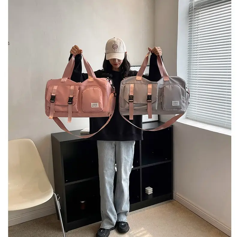Women's Pink Dry Wet Separate Travel Bag Shoulder Crossbody