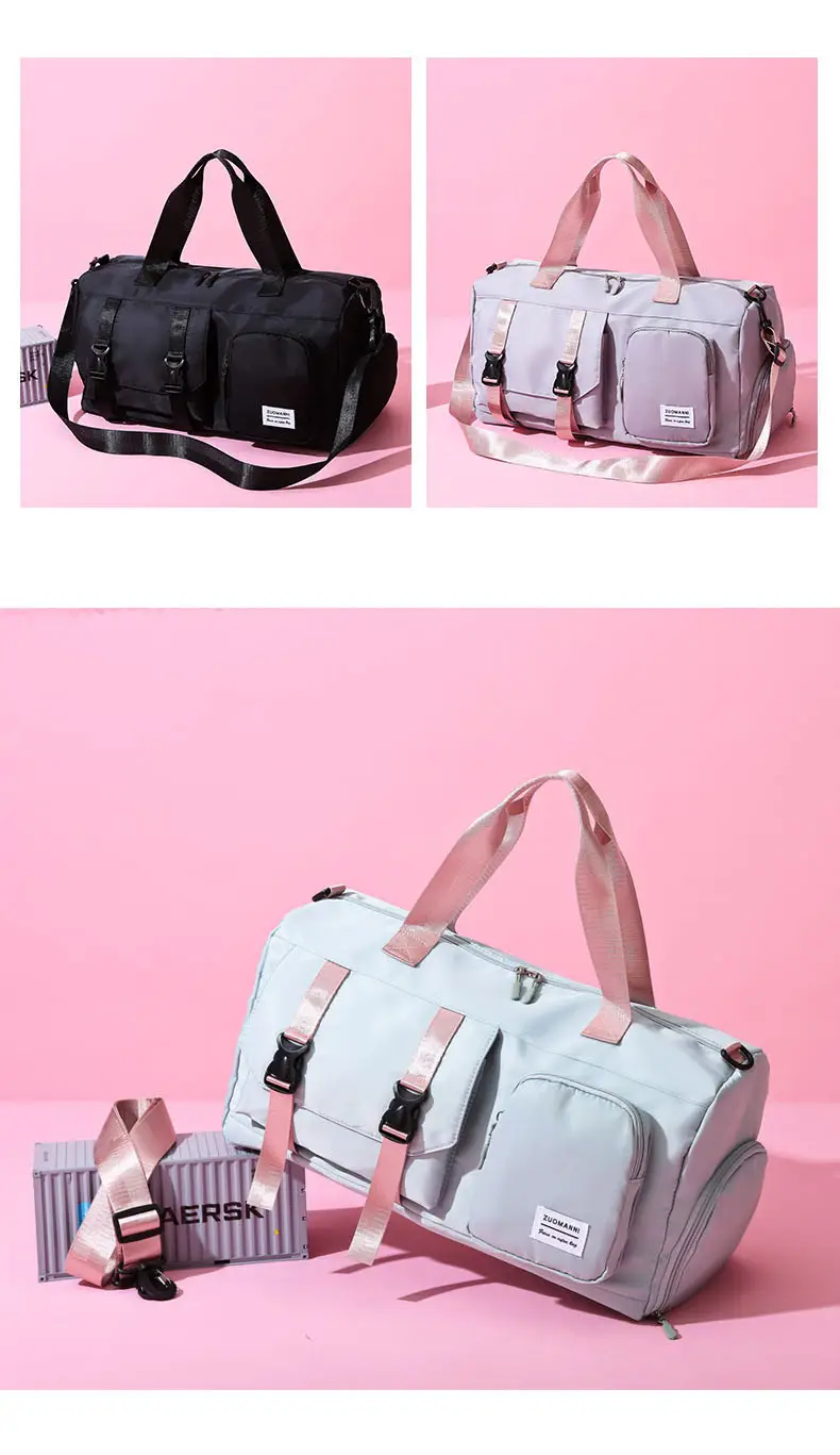 Women's Pink Dry Wet Separate Travel Bag Shoulder Crossbody — feature 4