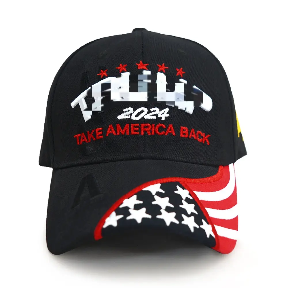 Pink 2024 Embroidered Baseball Cap with USA Flag Design