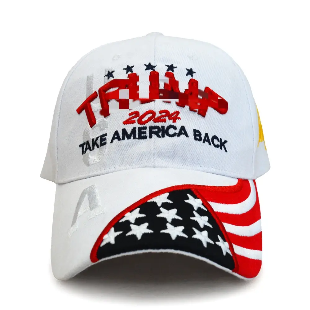 Pink 2024 Embroidered Baseball Cap with USA Flag Design