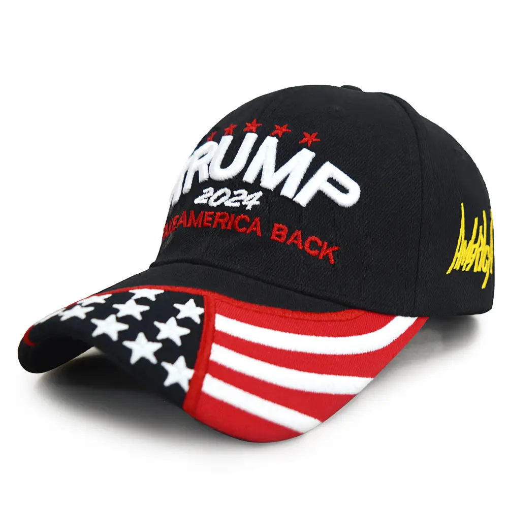 Pink 2024 Embroidered Baseball Cap with USA Flag Design — feature 3